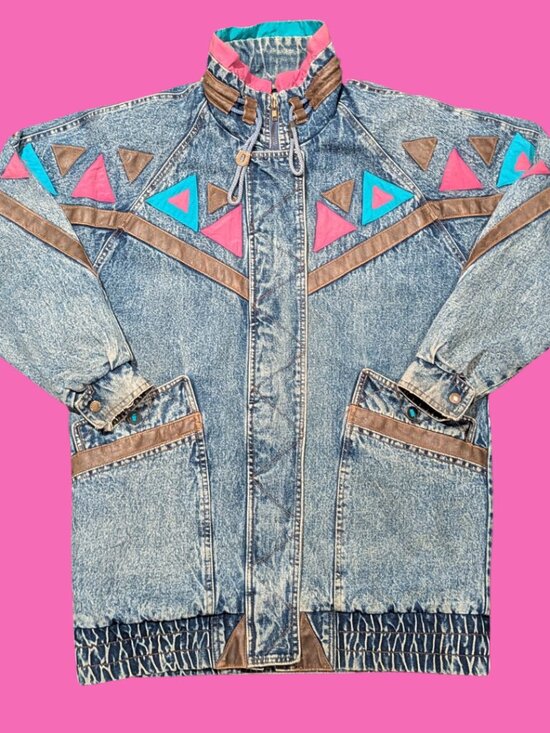 Jackets & Blazers - Vintage 80s Acid Wash Weathered Blues Jean Jacket for Women Size L